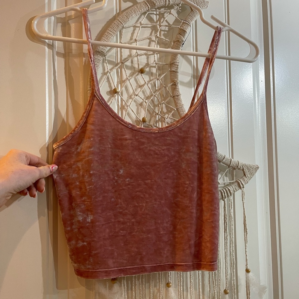 Pink velvet crop tank